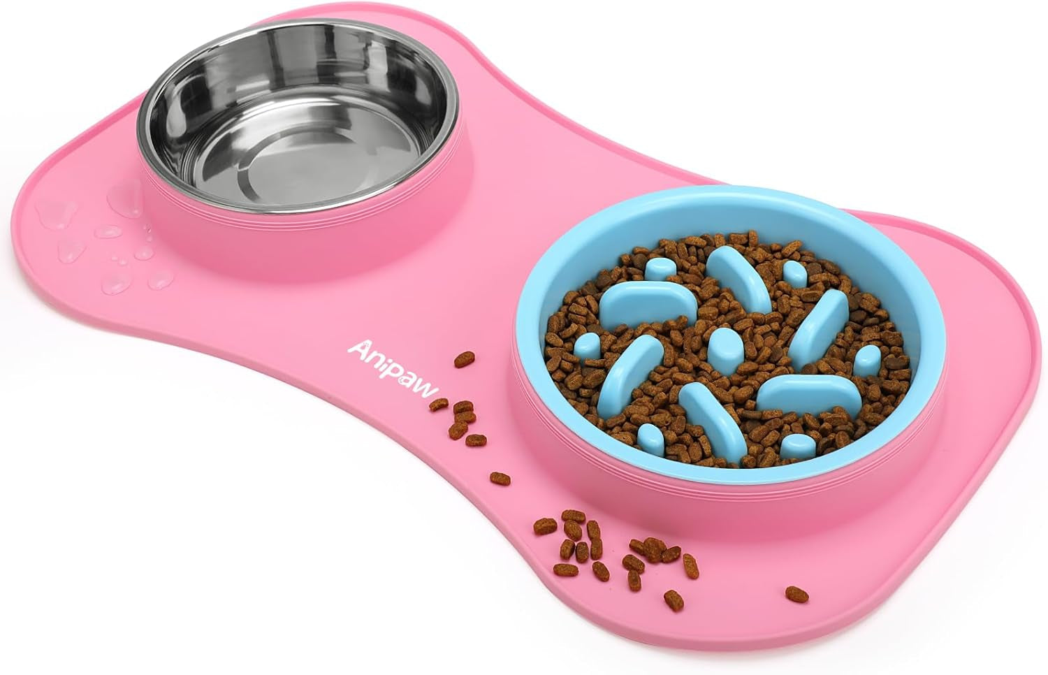 anipaw-slow-feeder-dog-bowls-3-in-1-stainless-steel-food-and-water-bowls-with-non-spill-and-skid-silicone-mat-to-slow-down-eating-for-large-medium-small-breed-size-dogs-and-cats-durable-non-spill-non-skid-with-silicone-mat-design-slow-down-eating-suitable-for-small-medium-large-dogs-and-cats