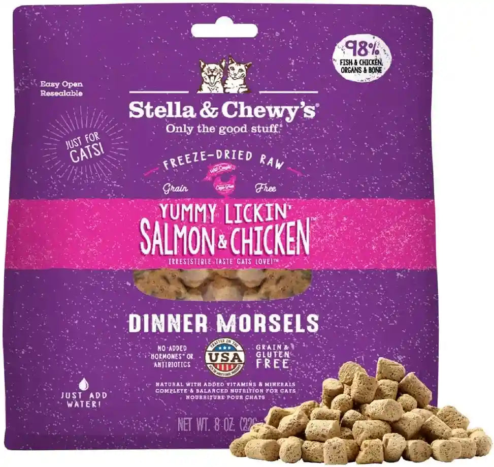 stella-chewys-freeze-dried-raw-cat-dinner-morsels-premium-chicken-recipe-with-98-cage-free-meat-organs-natural-grain-free-cat-kitten-food-made-in-usa-18-oz