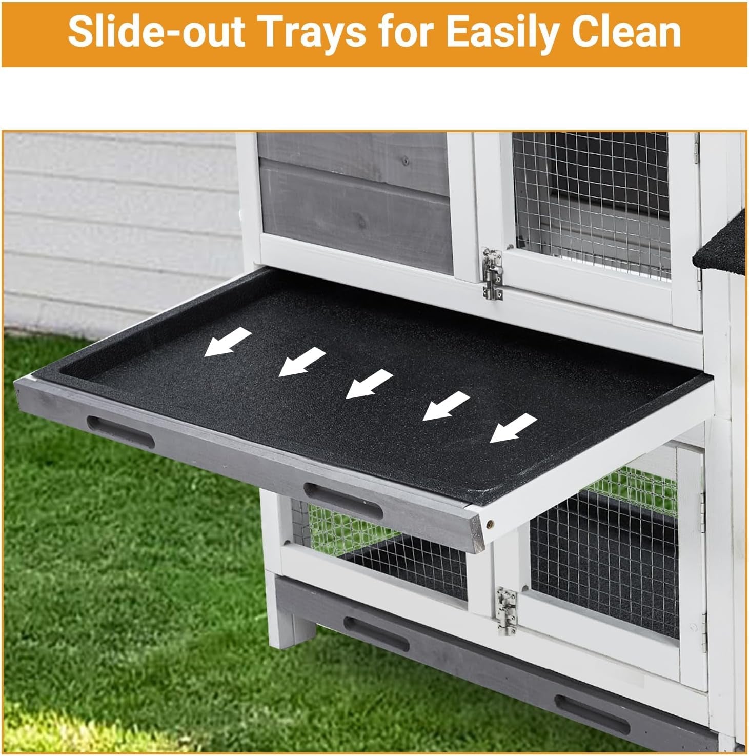 garvee-58-bunny-hutch-indoor-bunny-cage-with-3-removable-trays-wooden-waterproof-roof-rabbit-hutch-indoor-outdoor-2-tier-bunny-house-chicken-coop-gray-and-black