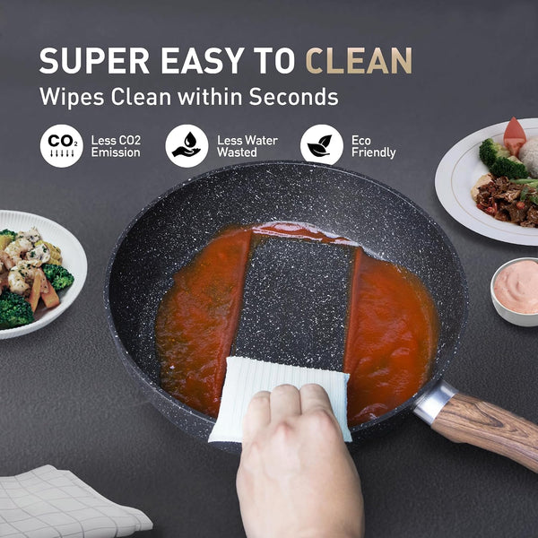 12 Piece Pots and Pans Set, Induction Kitchen Cookware Sets | Black Granite Nonstick Pans Set for Cooking, 100% PFOA & PFAS Free Non-Toxic, Easy to Clean4