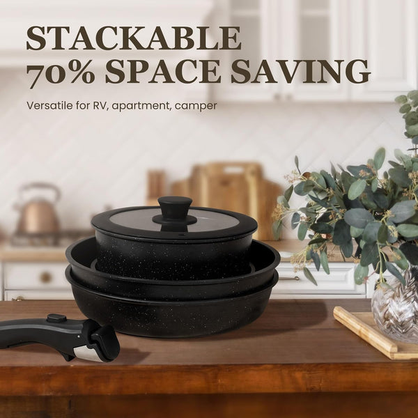 Nonstick Pots and Pans Set 24 Pack - Kitchen Cookware Set with Detachable/Removable Handle - Cooking Pans Set with Frying Pans, Egg Pan - Stackable, Oven Safe, Induction Ready6