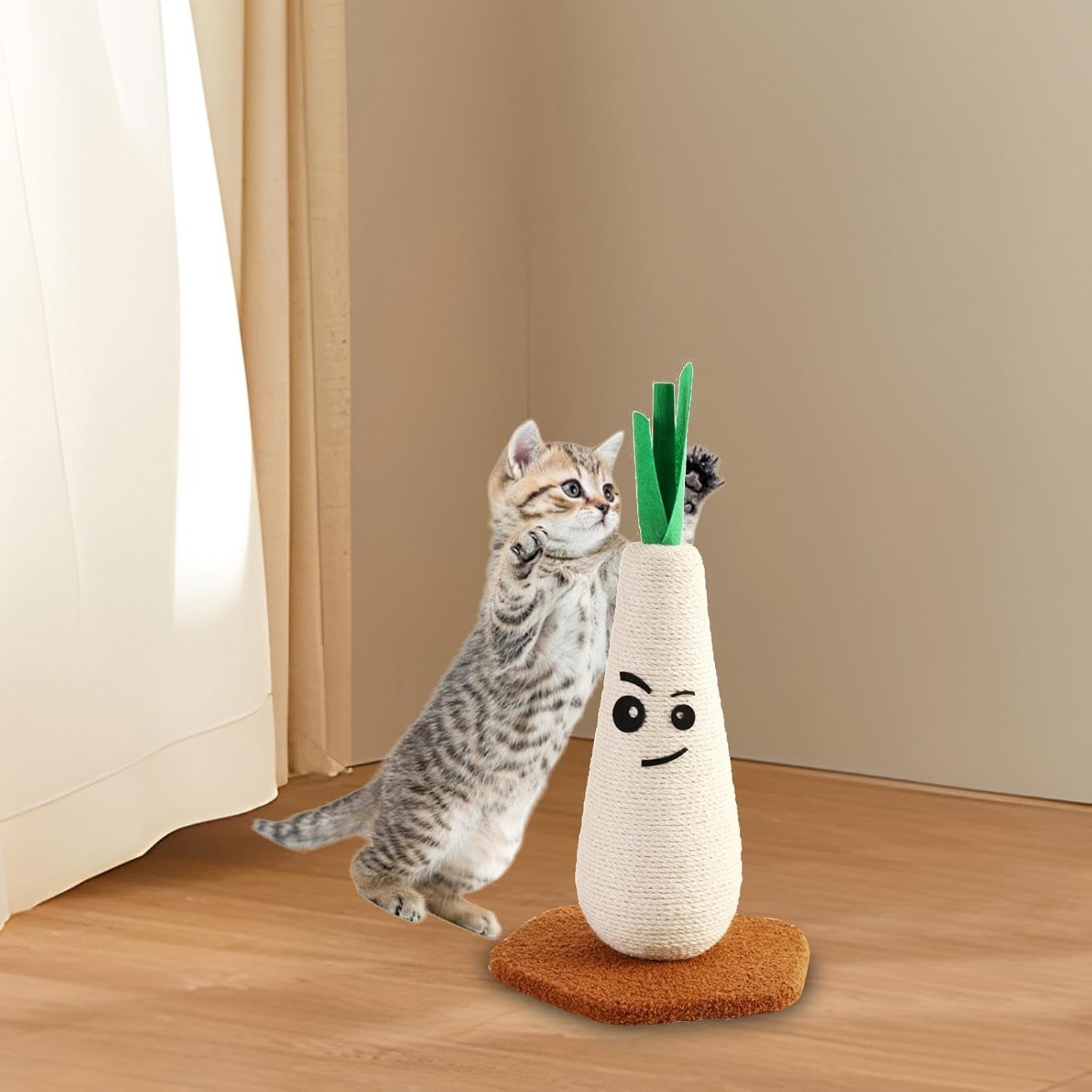 post-cute-kitten-cats-tree-scratching-posts-15-tall-scratcher-board-er-for-indoor-cats-kitty-playing-25x25x39cm-white-and-green