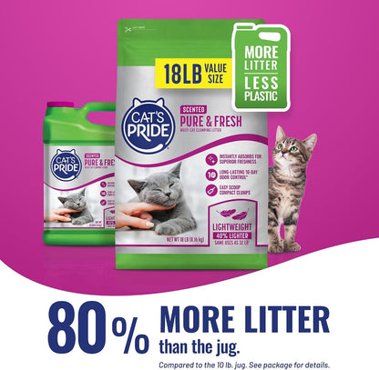 Cat'S Pride Premium Lightweight Clumping Litter: Pure & Fresh - up to 10 Days of Powerful Odor Control - Multi-Cat, Scented, 18 Pounds7