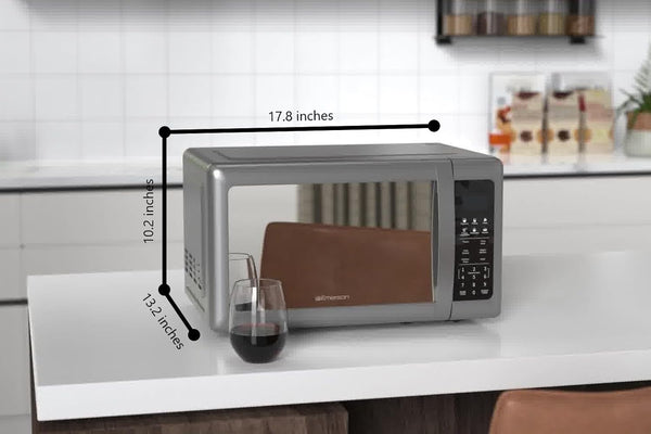 MW7601SL Countertop Microwave Oven with Sleek Mirrored Finish Glass Door, 700W, 10 Power Levels and 6 Pre-Programmed Settings with Child Safe Lock, 0.7. Cu. Ft., Silver3