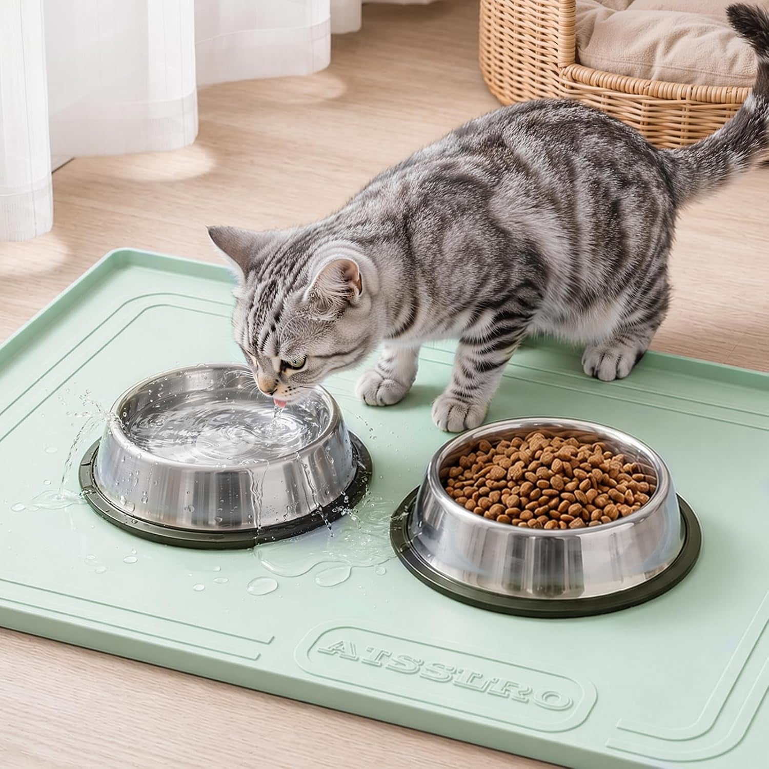 22x19-pet-feeding-mat-waterproof-nonslip-cats-and-dogs-water-bowl-mat-silicone-0-59-raised-edges-contain-food-water-spills-easy-to-clean-bpa-free-reinforced-to-resist-collapse-light-green