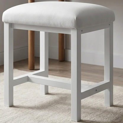 Small Vanity Stool, Cute Vanity Stools with Cushion, White Makeup Vanity Chair for Small Spaces, Living Room, Bedroom, Bathroom, Entryway, Ottoman Foot Rest for Couch Sillas Modern1