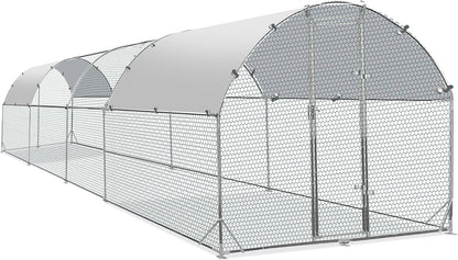 Large Metal Chicken Coop round Top Upgrade Tri-Supporting Wire Mesh Chicken Run,Chicken Pen with Water-Resident and Anti-Uv Cover,Duck Rabbit House Outdoor (6.6'L X 9'W X 6.5'H)15