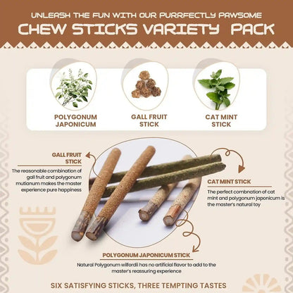 HUPA Cat Chew Sticks | Anxiety Relief & Digestive Support, Kitten Teething Chews, Cat Dental Chews | Natural Catnip Teething for Indoor Cats, Energetic Chew for All Ages & Breeds | 6 Sticks3