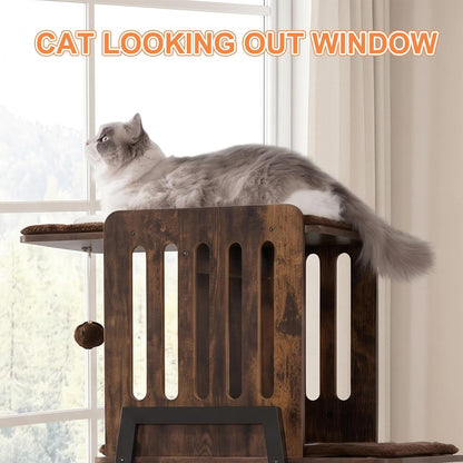 Cat Tree Tower, Large Multi-Level Cat Condo with Scratching Post, Vintage Brown6