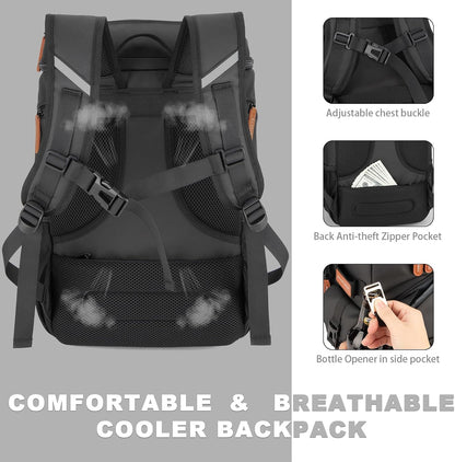 33/45 Cans Leakproof Insulated Cooler Backpack with Double Deck | 20 Hours Cooling, Sternum Strap, Lightweight, Multifunctional Cooler, Travel Camping Beach Picnic , Gift for Men & Women4