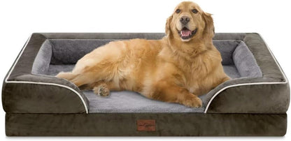Comfort Expression Orthopedic Dog Bed for Extra Large Dogs with Bolster | Waterproof Dog Couch Bed with Washable Cover & Non-Slip Bottom, Supportive Egg Crate Foam XL Pet Bed, 42X30 Inch191