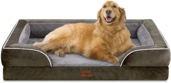 Comfort Expression Orthopedic Dog Bed for Extra Large Dogs with Bolster | Waterproof Dog Couch Bed with Washable Cover & Non-Slip Bottom, Supportive Egg Crate Foam XL Pet Bed, 42X30 Inch191