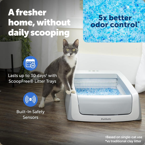 Petsafe Scoopfree Crystal Pro Legacy Self-Cleaning Litter Box, Uncovered | Hands-Free Automatic Cleaning, Advanced Odor Control, Health Counter Display, Includes 1 Disposable Crystal Litter Tray2