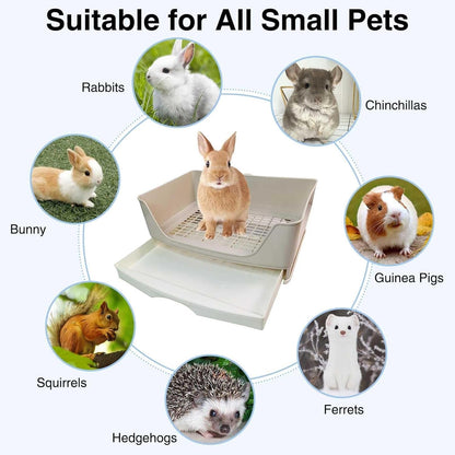 Kathson Large Rabbit Litter Box Trainer, Potty Corner Toilet with Drawer Bigger Pet Pan for Adult Hamster, Guinea Pig, Ferret, Galesaur, Bunny and Other Animals (Brown)6