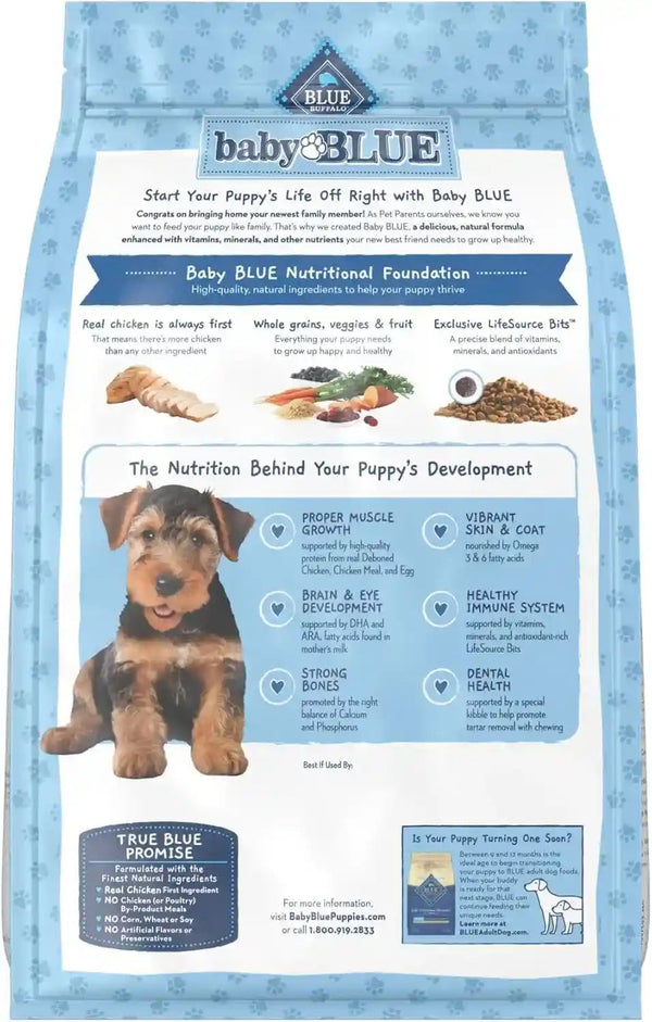 Blue Buffalo Baby Blue Natural Dry Food for Puppies, Healthy Growth Formula with DHA, Savory Chicken Recipe, 4-Lb Bag2
