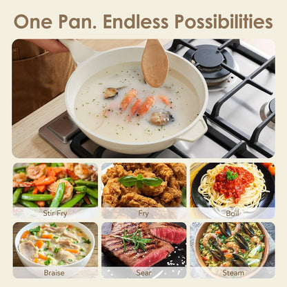 Nonstick Ceramic Wok Pan with Lid, 11Inch Non Toxic Stir-Fry Pan | PFAS Free, Induction Cookware, Even & Fast Heating, Easy to Clean, Durable, Non Stick Frying Pans Skillet, Stay-Cool Handle7
