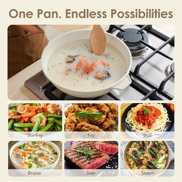 Nonstick Ceramic Wok Pan with Lid, 11Inch Non Toxic Stir-Fry Pan | PFAS Free, Induction Cookware, Even & Fast Heating, Easy to Clean, Durable, Non Stick Frying Pans Skillet, Stay-Cool Handle7