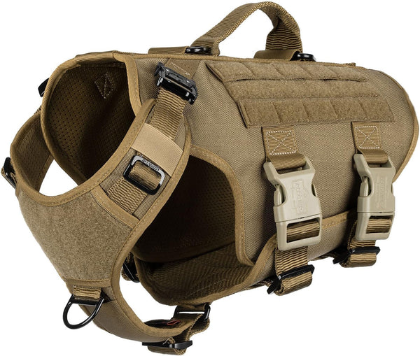 ICEFANG No Pull Tactical Dog Harness for Large Dogs,Adjustable Dog Vest | Control Handle,Molle Panel,Front Hook,3 Leash Clips,Soft Padded,For Walking Training,Pink,Large6