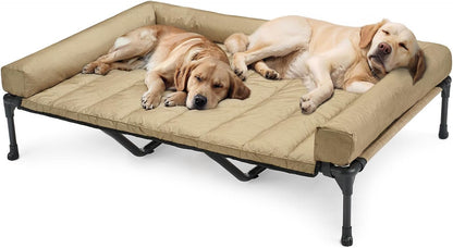Veehoo Outdoor Elevated Dog Bed with Waterproof Bolster Cushion, Cooling | Raised Dog Bed with Removable & Washable Mat Topper, Breathable Mesh, Dog Couch Cot for Indoor Outdoor, 42", Large, Black12
