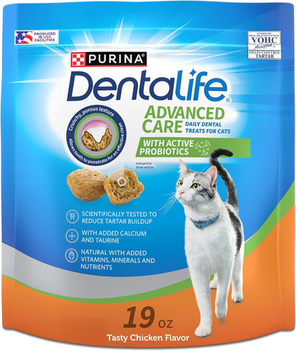 Purina Dentalife Made in USA Facilities Cat Dental Treats, Tasty Chicken Flavor - 19 Oz. Pouch1