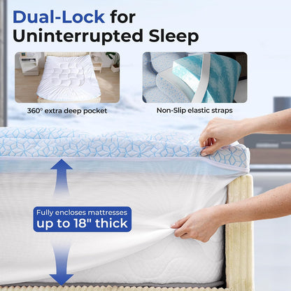Dual Layer 4 Inch Cooling Twin XL Mattress Topper for College Dorm, 2" Thick Soft Quilted Ice Silk Pillow Top Cover plus 2" Gel Memory Foam Mattress Pad for Back Pain Relief6