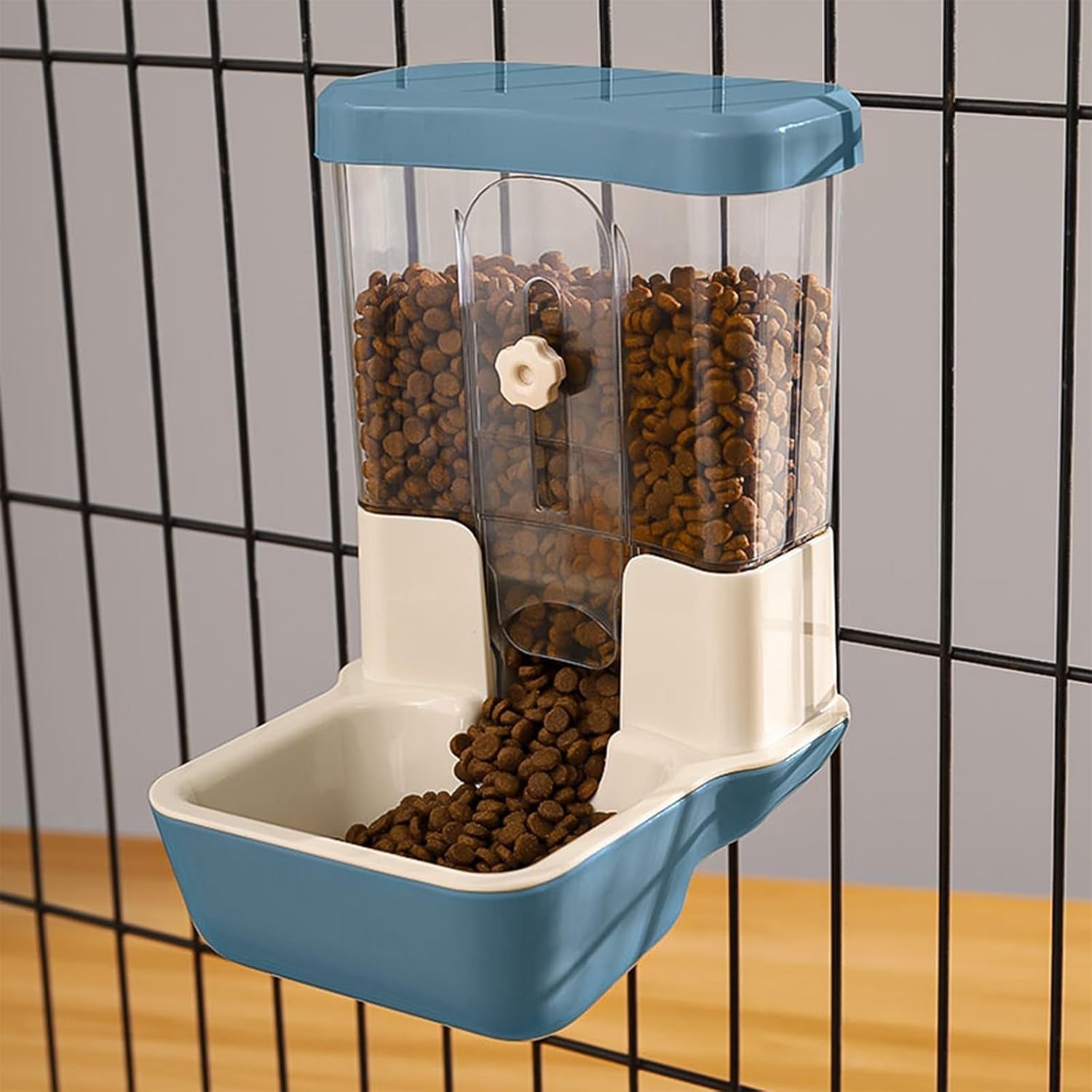 hanging-automatic-food-dispenser-27oz-large-capacity-hanging-pet-cage-feeder-for-rabbit-bird-chinchilla-hedgehog-guinea-pig-ferret-kitty-puppy-gray