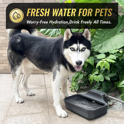 FICUSWIN 135OZ Automatic Water Dispenser for Large Dogs Patented Outdoor Dog Water Bowl Dispenser Automatic Dog Feeder Fit 3/4'' GHT Faucet Dog Waterer Include Water Hose Extra-Large Drinking Area4