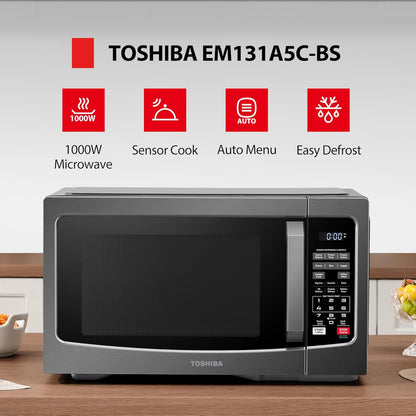 Countertop Microwave Oven, 1.2 Cu.Ft, 1000W, Black | 12.4" Removable Turntable, Smart Humidity Sensor, 12 Auto Menus, Mute Function, ECO Mode, Easy Clean Interior2