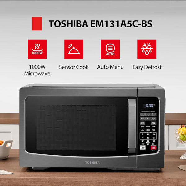 Countertop Microwave Oven, 1.2 Cu.Ft, 1000W, Black | 12.4" Removable Turntable, Smart Humidity Sensor, 12 Auto Menus, Mute Function, ECO Mode, Easy Clean Interior2