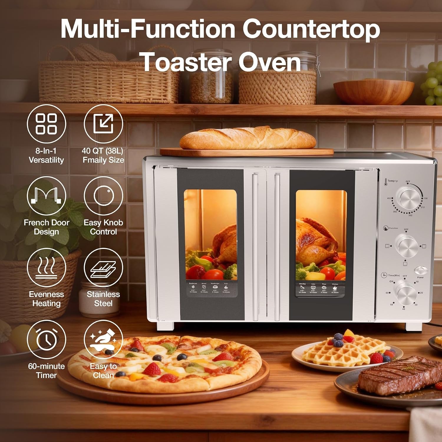 extra-large-french-door-countertop-toaster-oven-8-in-1-combo-40-qt-large-capacity-countertop-oven-fits-12-pizza-60-min-timer-6-slice-bake-broil-toast-stainless-steel-silver