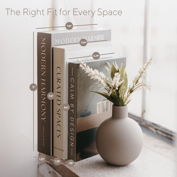 Modern Decorative Books Set of 3, Brown & Cream Faux Books with Storage | Large Fake Book Boxes to Store Remotes Mid-Century Book Decor for Coffee Table, Mantle, Shelf or Entryway as Fall Decoration3