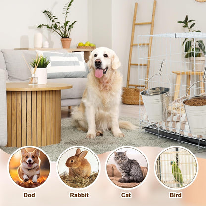 Mumufy 4 Set 2 Quart Stainless Steel Flat Side Bucket Durable Water Pails with Double Ended Snaps Small Metal Bucket Flat Back Water Pails for Dogs Cats Kennels Cages Fences Pet Container4