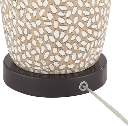Anna 27 1/4" Tall Table Lamps Set of 2 Coastal Modern | Pebbled Living Room Bedroom Bedside Nightstand House Office Home Reading Kitchen Entryway Console Family White Shade6
