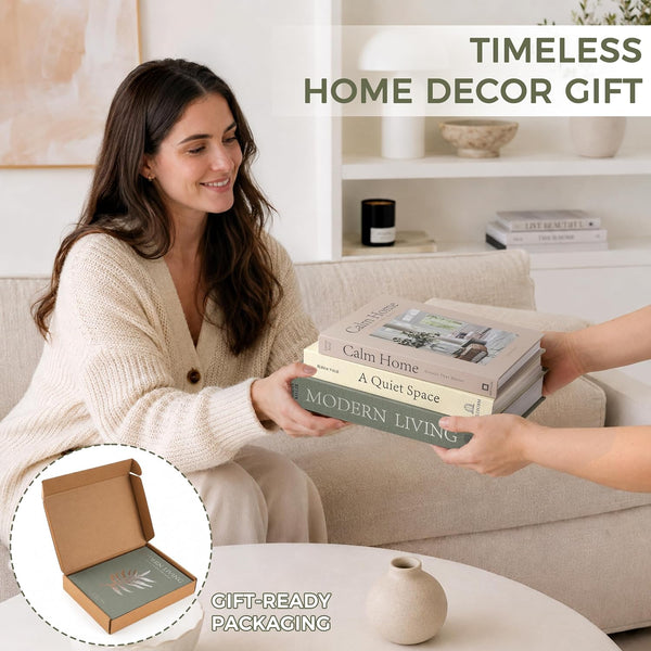 Decorative Books for Home Decor, Set of 3 Stackable Fake Books for Coffee Table Bookshelf Decor, Modern Aesthetic Decorative Book for Home Living Room Bedroom Office Decoration, Sage Green7