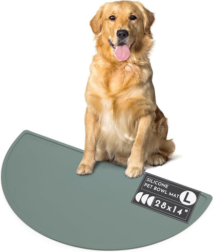 Should We Go? Waterproof Silicone Dog Food Mat – Large Size Non-Slip Pet Bowl Mat, Raised Edge Design, Easy-To-Clean Pet Food Placemat for Dog & Cat Bowls, 28" across X 14" Deep - Ocean Blue13