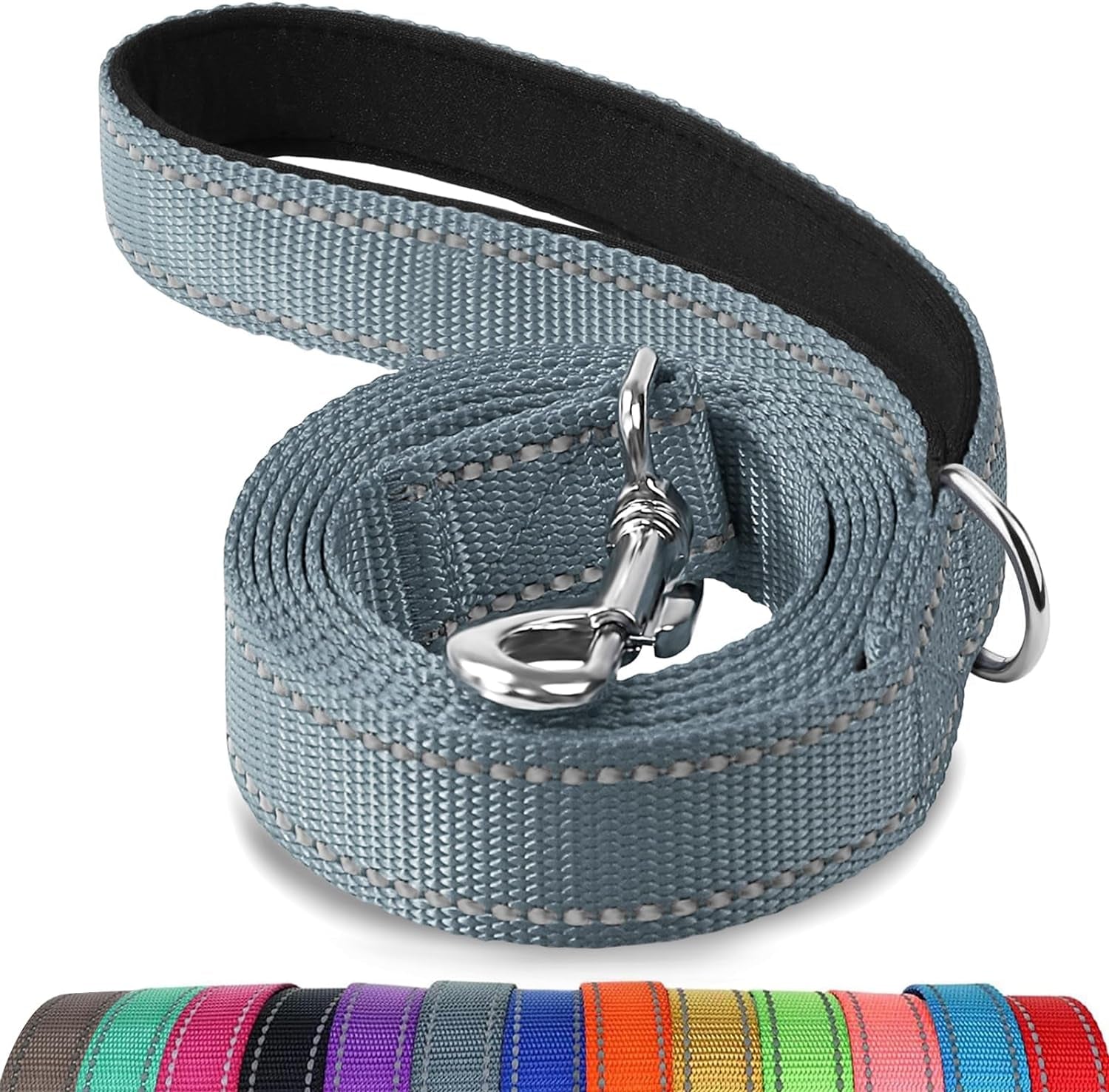 joytale-reflective-dog-leash-for-medium-large-dogs-6-ft-x-1-black-heavy-duty-nylon-webbing-padded-handle-for-comfort-visible-at-night-for-walking-training