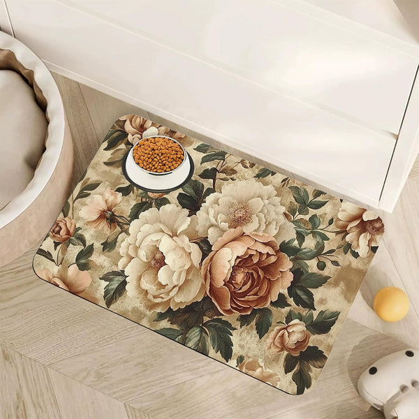 Fish Boho Dog Food Mat for Floors,Ocean Absorbent Quick-Dry Pet Feeding Mat,Cat Dog Bowl Mats for Food and Water,Non-Slip Pet Accessories Supplies 12"X20"12