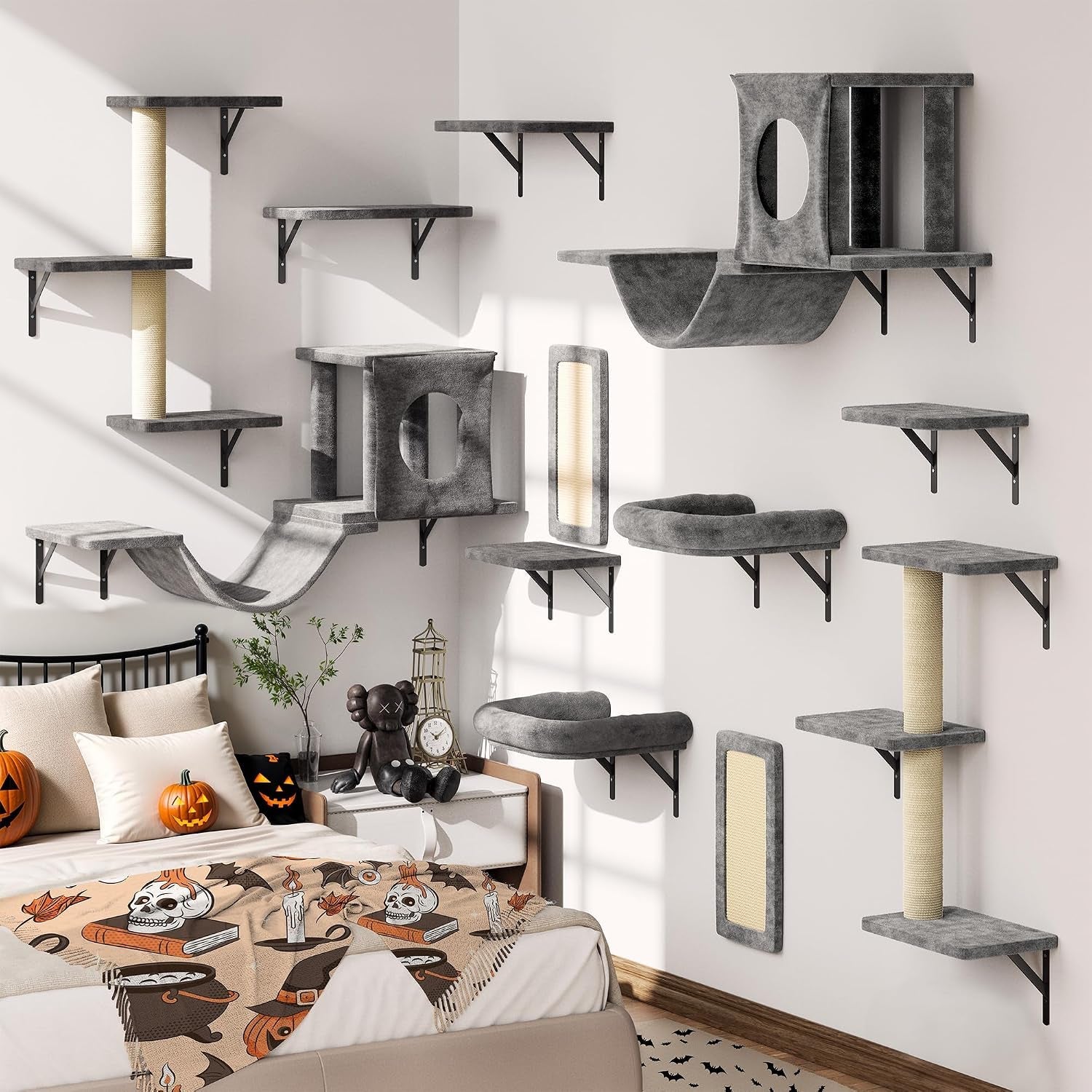 nunu-lab-wall-mounted-cat-furniture-set-6-pcs-climber-set-with-house-bridge-steps-scratcher-board-diy-walls-playground-indoor-cat-shelves-gray