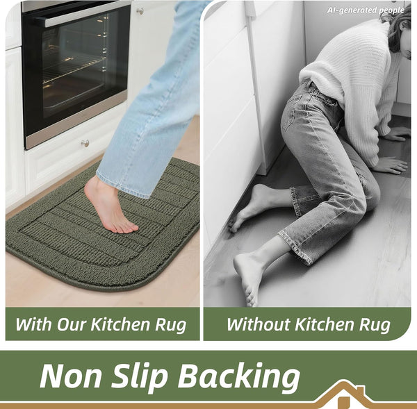 30X18 Inch Kitchen Rugs Non Slip Washable Kitchen Sink Rug, Green | Durable Kitchen Mat, Absorbent Kitchen Mats for Floor, Stain Resistant Small Kitchen Rug, Semicircular Easy Clean & TPR Grip7