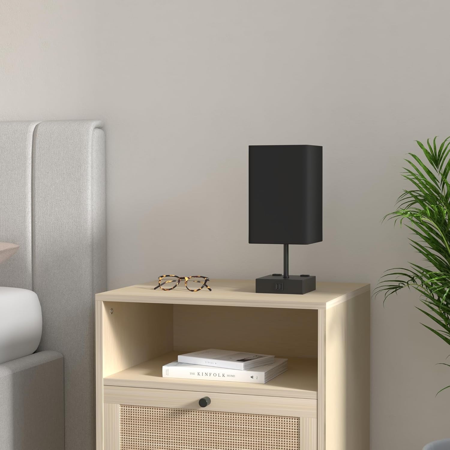 bedside-table-lamp-for-bedroom-with-2-usb-ports-14-inch-black-usb-a-c-ports-touch-3-way-dimmable-led-bulb-included-fabric-lampshade-metal-base-small-nightstand-lamp-for-desk-living-room