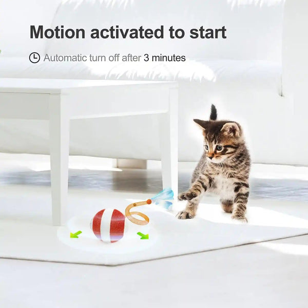 Jkanti Interactive Cat Toys for Indoor Cats,The 3Rd Generation Agile Moving Cat Ball with Elastic Mesh Tail,Automatic Kitten Toys for Bored Indoor Cats,Motion Activated (Orange)5