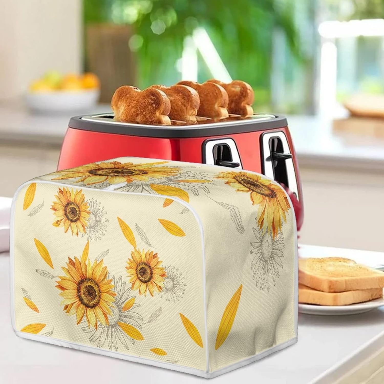 watercolor-sunflower-toaster-oven-cover-dustproof-home-kitchen-appliance-covers-universal-fit-most-standard-4-slice-toaster-machine-washable