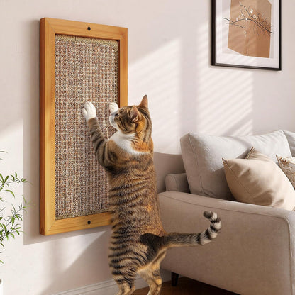 Wall Mounted Cat Scratching Post, Wooden Sisal Scratcher for Indoor Cats | Natural Wood Frame with Durable Sisal Rope Surface, Protects Furniture, Easy Wall Mount. Sturdy for Large Cats.8