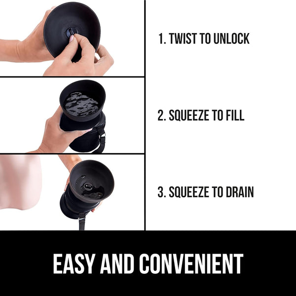 GORILLA GRIP Dog Water Bottle, Portable Water Bowl Dispenser for Dogs, 16 Oz Leak Proof Pet Travel Squeeze Bottles Food Grade Silicone, Stocking Gifts for Pets to Go Puppy Essentials, Black7