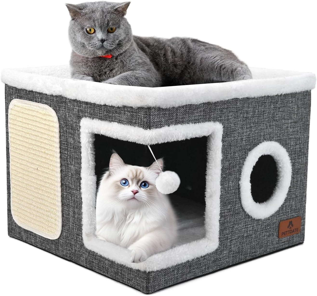 cat-beds-for-indoor-cats-large-cat-cave-bed-with-scratch-pad-and-fluffy-ball-foldable-cat-hideaway-cat-house-with-reversible-cushion-for-multi-small-pet-up-to-30lbs-grey