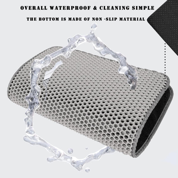 HCY&WLD Cat Litter Mat, 45X26/35X24/30X22/24X18 Inch Double Layer Cat Litter Box Mat, EVA Non-Slip, Waterproof Urine Proof Cat Litter Catcher Mat, Easy Clean Scatter Control (35X24 Inch, Khaki)6