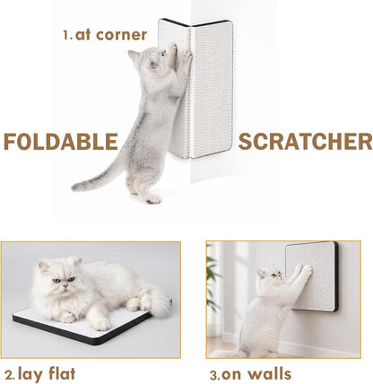 Cat Scratcher Pads, Foldable Cardboard for Corner Walls 17″Lx13″Wx0.78″H Scratching Post for Indoor Cats (White,Medium)3