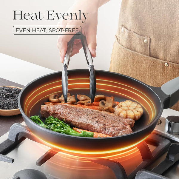 Pots and Pans Set Nonstick, 21Pcs Induction Compatible, Stay Cool Handle, Fully Coated, 100% Dishwasher Safe, PFOA Free Omelet Pans, Warp Resistant (Black Sesame)7