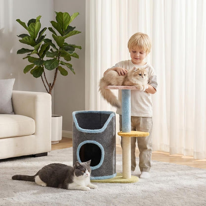 Cat Tree with Cat Scratching Post for Indoor Cats up to 5 Lbs, Small Cat Tower with Scratching Board and Cozy Hammock, Compact Cat Tree Tower with Cat Bed4