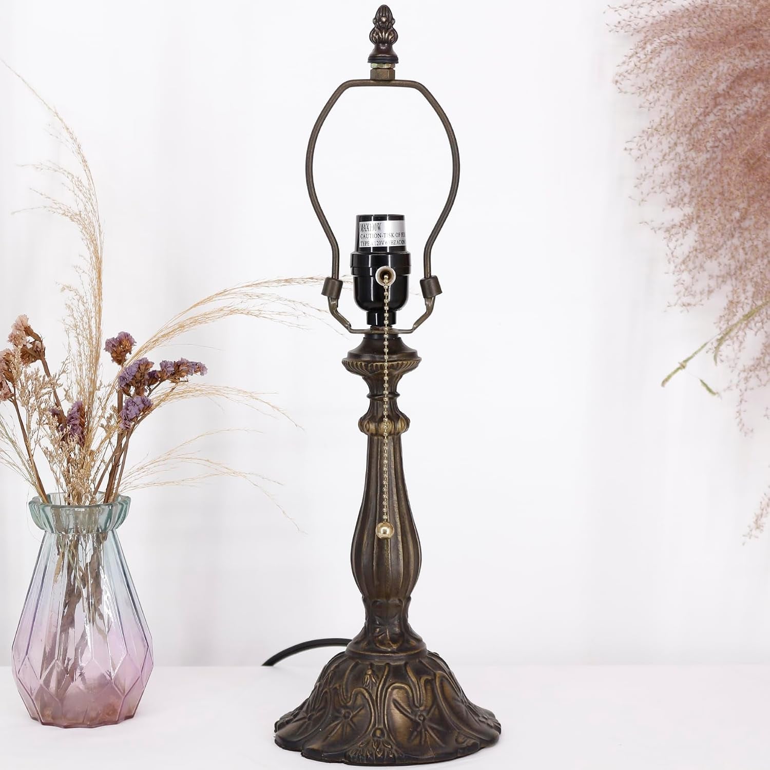 table-lamp-base-replacement-only-a-w-6-h-18-inch-fit-for-8-10-12-inch-tiffany-style-stained-glass-lampshade-dark-bronze-finish-resin-push-switch-on-cord